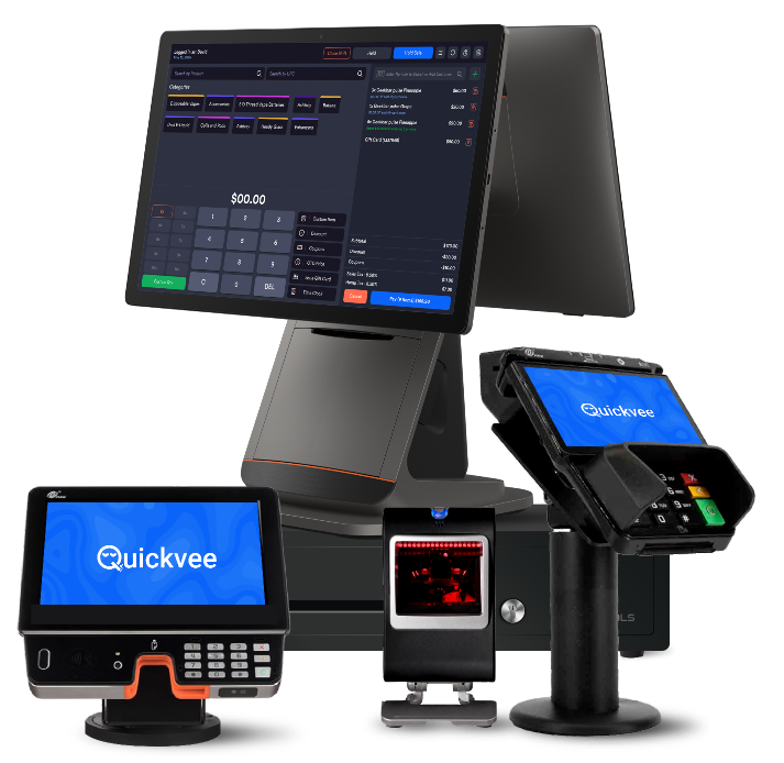 Quickvee smoke shop POS system hardware bundle for California retailers