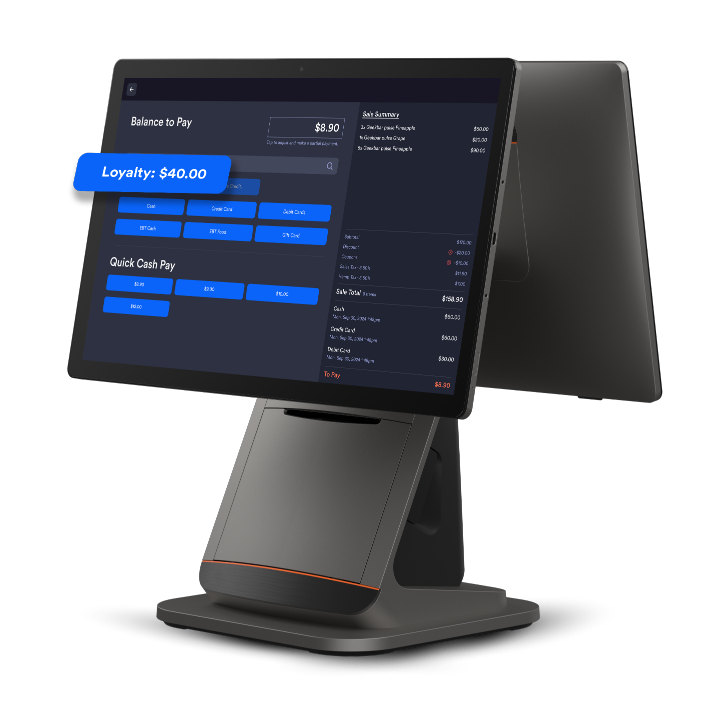 Quickvee vape shop POS system checkout screen with customer loyalty rewards